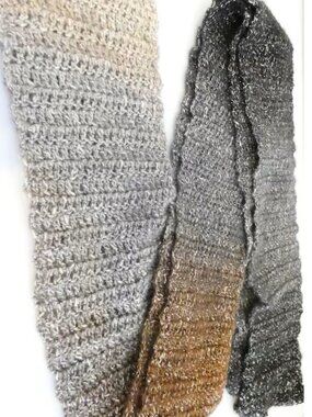 Multi-Color Scarf 100 x 4.5 inch Handmade Crochet Hand Knit Silver Unique NWT